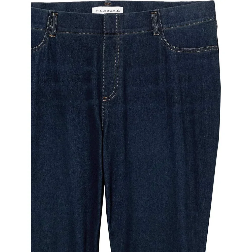 Plus Size Womens Pull-On Skinny Knit Jegging Dark Wash Comfortable Stretch
